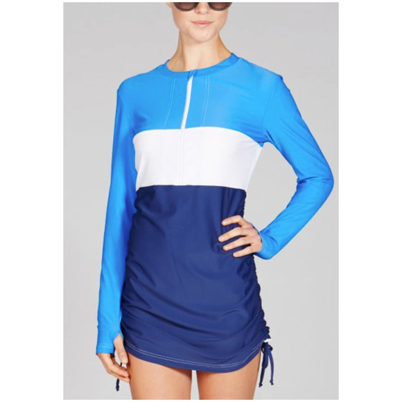 MOtto 50 Swim Swimdress Cover UP SPF‎ Colorblock Blue XS - Picture 1 of 5